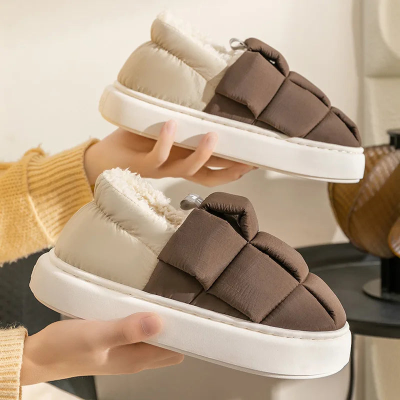 Women's Winter Warm Flat Slippers With Soft Fluffy Cosy Cotton Thick Bottom and Non-Slip Sole Suitable For Home and Outdoor Use Ladies Shoes