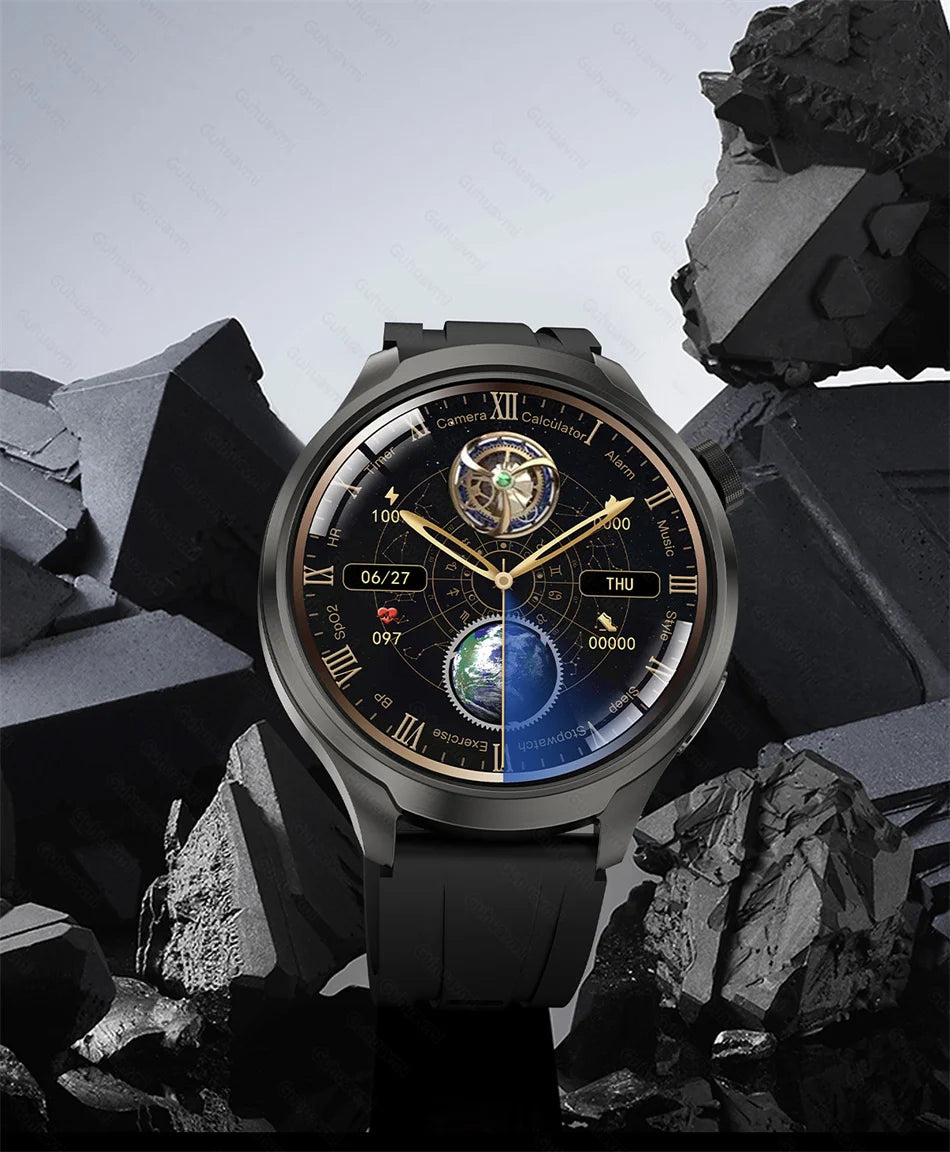 GPS Sports Smartwatch Men AMOLED Screen Compass Altimeter Heart rate BP NFC Bluetooth Call Smart Watch For Men - Compatible With HUAWEI IOS