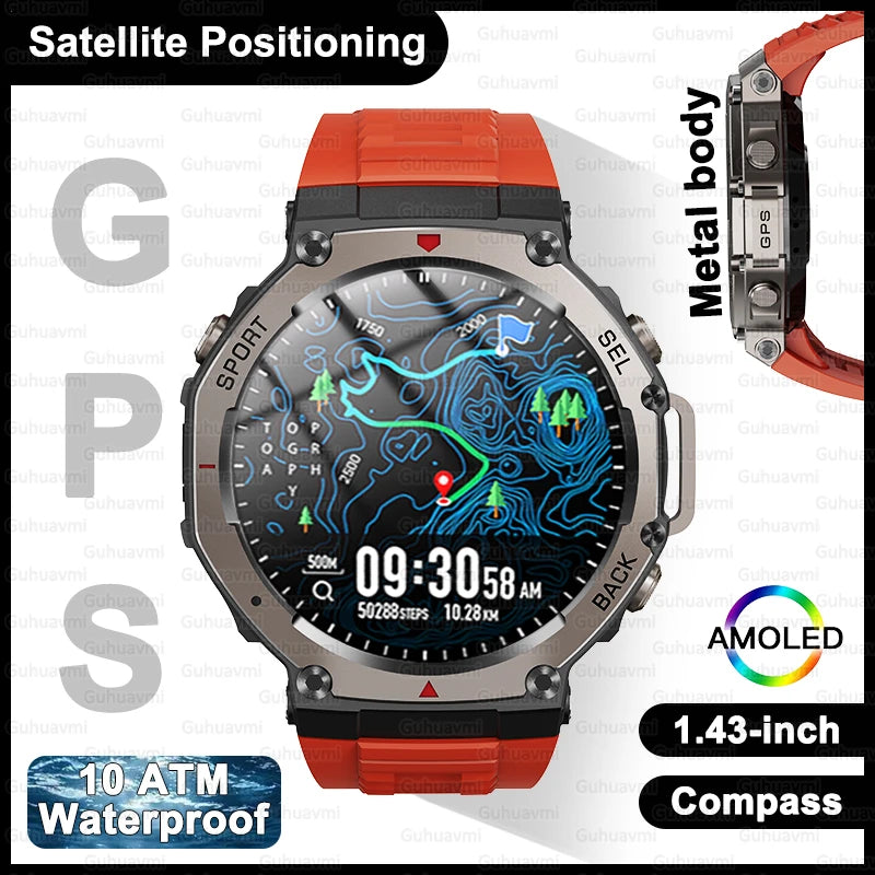 2025 Precise GPS Smart Watch 10ATM Waterdicht Ingebouwde Dual-Band GNSS Kompas Militaire Sport Smartwatch Voor Mannen - Compatibel met Xiaomi IOS