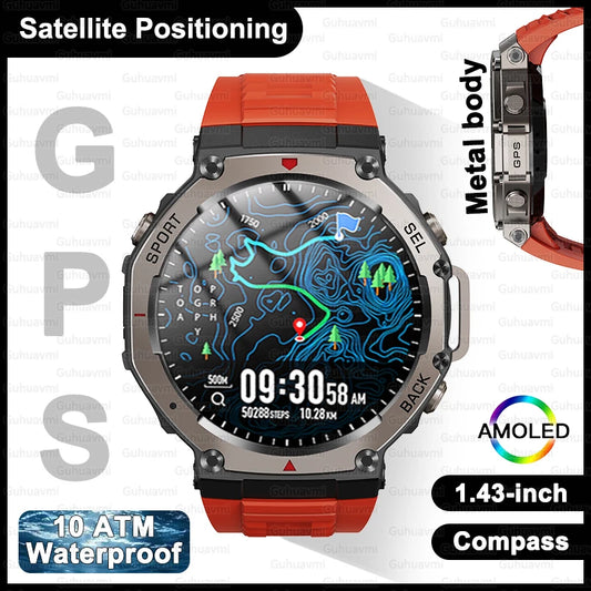 2025 Precise GPS Smart Watch 10ATM Waterdicht Ingebouwde Dual-Band GNSS Kompas Militaire Sport Smartwatch Voor Mannen - Compatibel met Xiaomi IOS