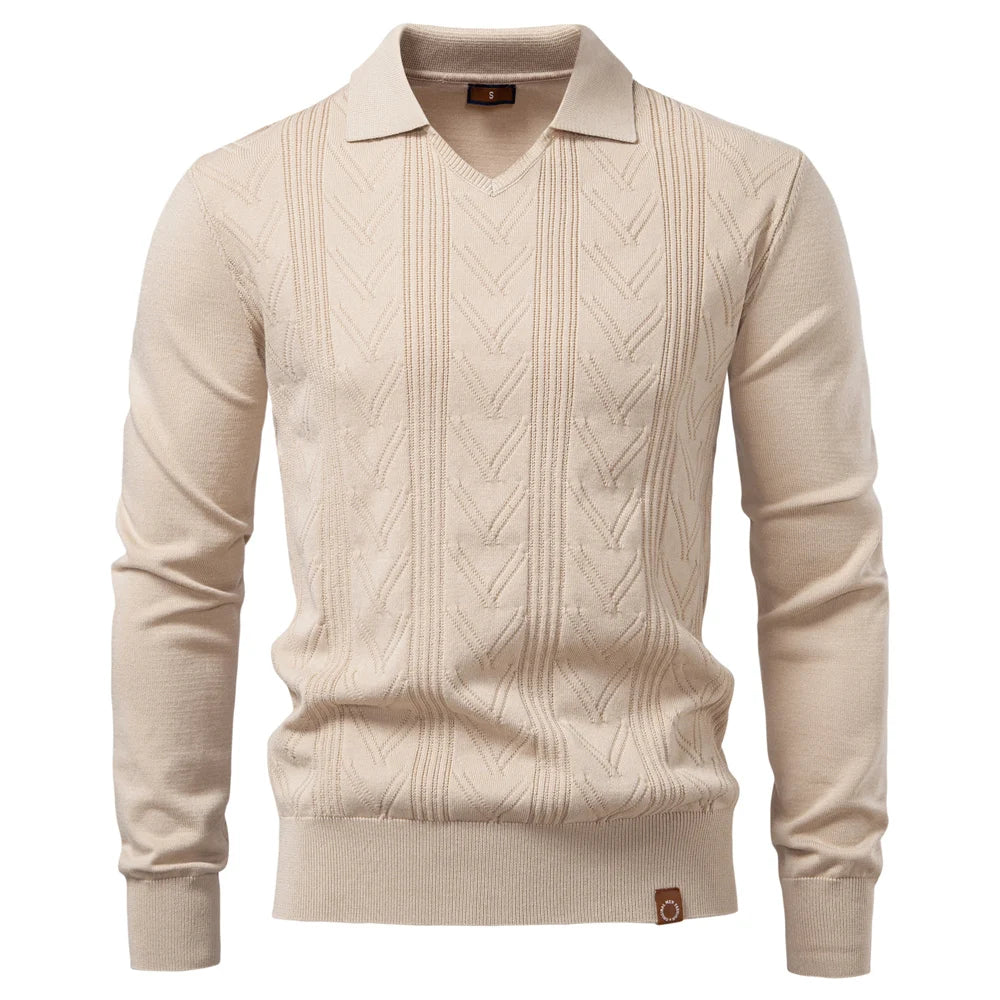 2025 Men's Henley Polo Solid Colour Long Sleeve Fashion Forward Cut Luxury Business Social Premium Male Polo