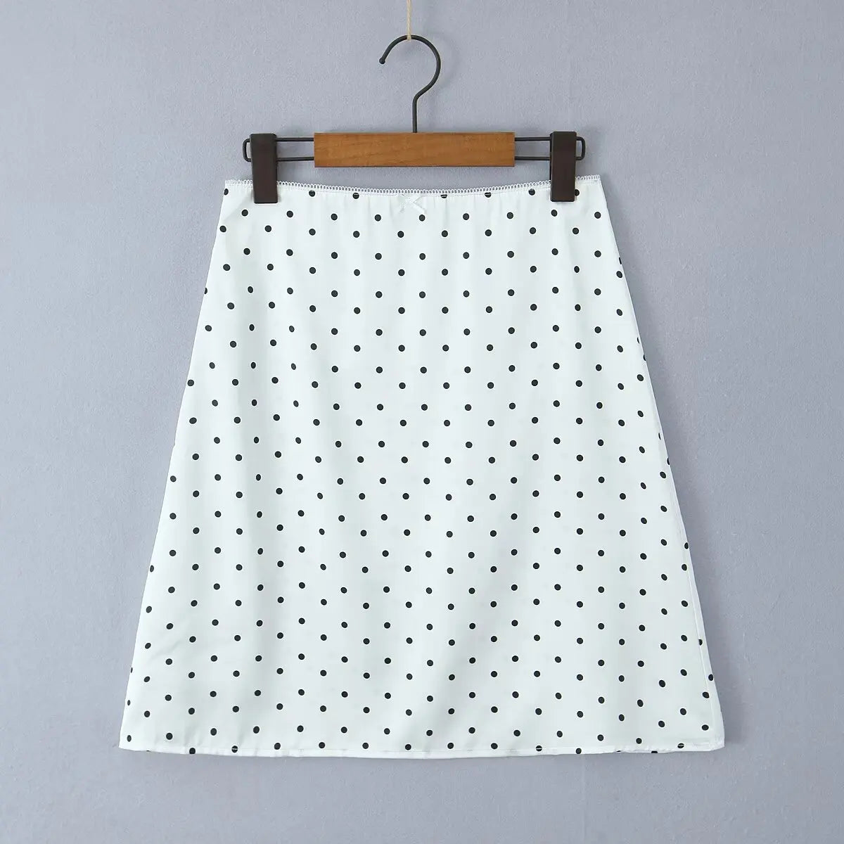 2025 Women Vintage Black White Polka Dot A-line Knee Length Skirt Sexy Low Waist Holiday Summer Skirts