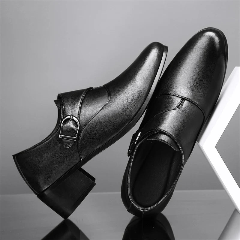 Stylish Men Formal High Heel Dress Shoes Trendy Style Male Business Officer Oxfords Fashionable Youth Party Evening Shoes