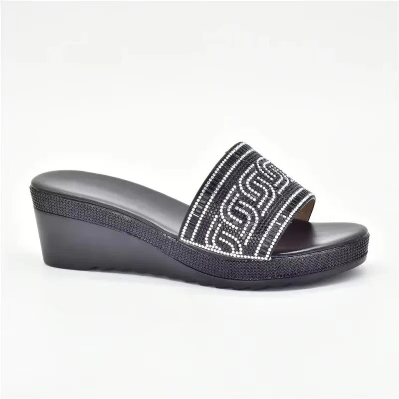 African Party Shoes Decorated with Metal Wedding Shoes for Women Bride Wedges Shoes for Women Luxury Shoes