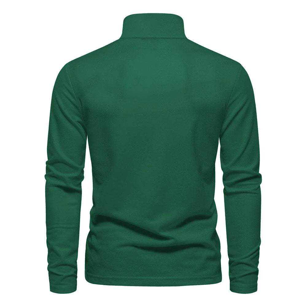 New Men's Deer Embroidery Polo Shirts Solid Colour Long Sleeve Social Business Male