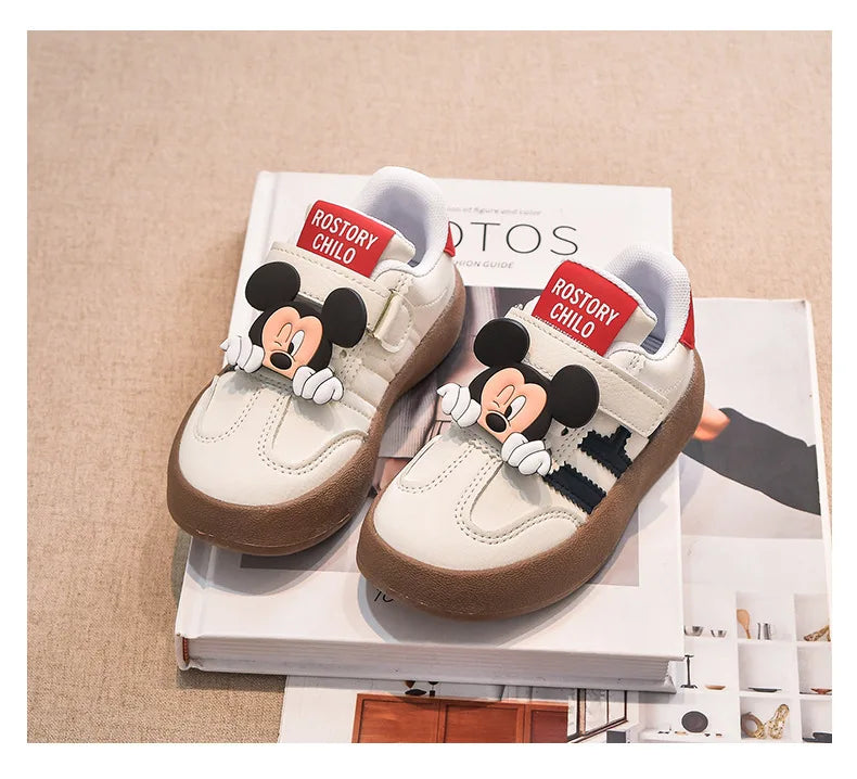 Cartoon Children's Casual Shoes Cute Minnie Girls Sneakers Fashion Mickey Boys Sport Shoes Anti-Slip Soft Sole Kids Board Shoes