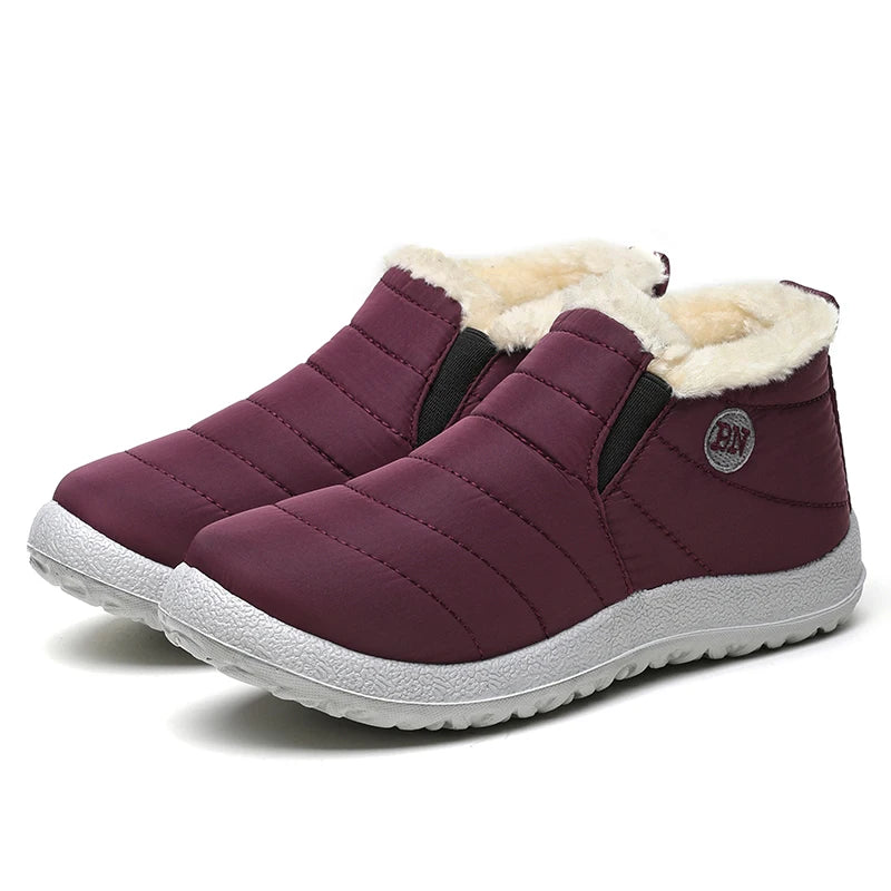 Winter Women Flats Warm Fur Black Ladies Shoes Round Toe Waterproof Shoes Sneakers Women Flat Zapatos De Mujer Shoes Woman