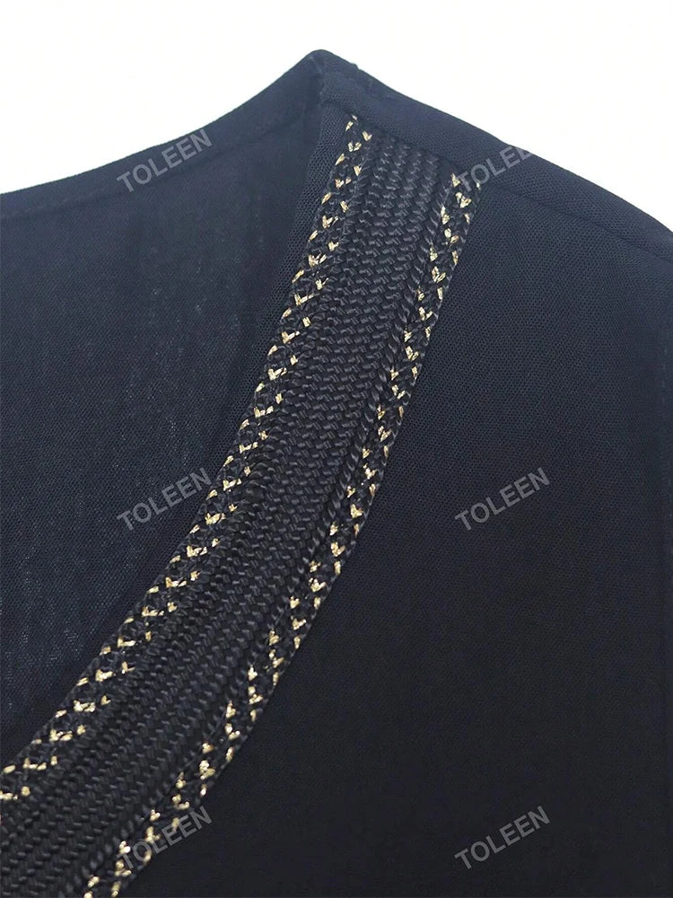 Women's Plus Size Elegant Sequin Water Soluble Lace Decorated Long Flare Sleeve Coat With Matching Dresses For Spring/Summer