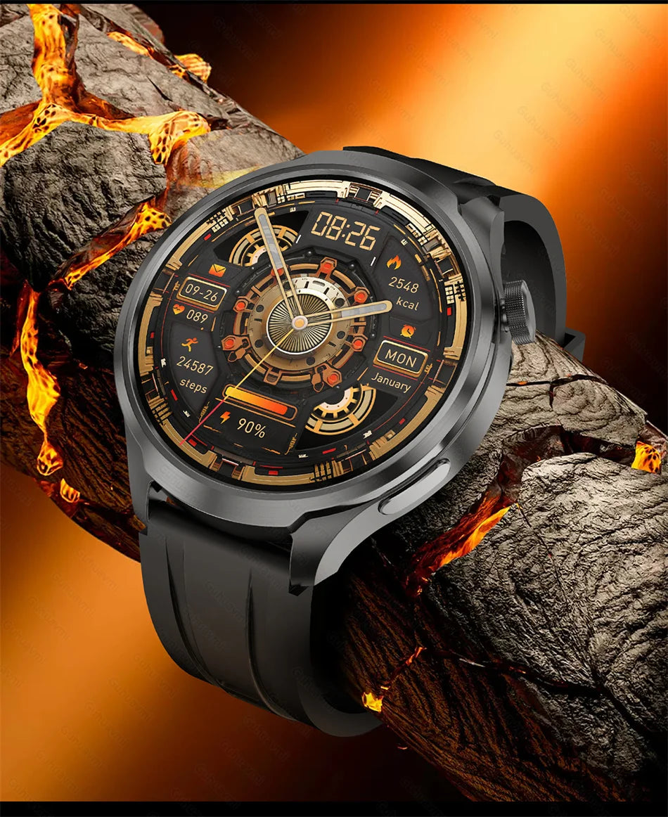 GPS Sports Smartwatch Men AMOLED Screen Compass Altimeter Heart rate BP NFC Bluetooth Call Smart Watch For Men - Compatible With HUAWEI IOS