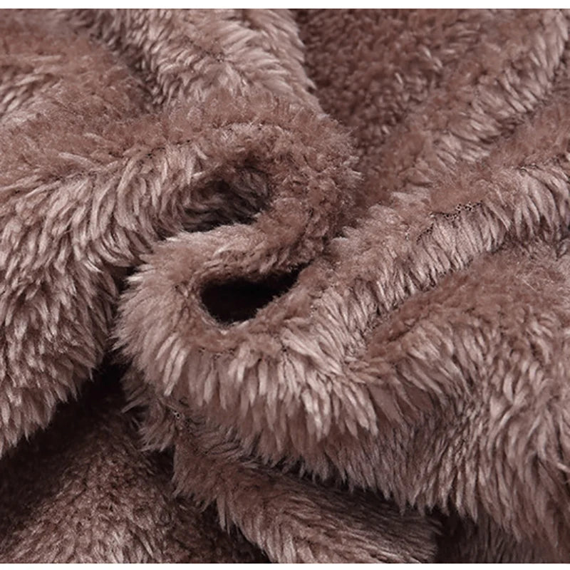 Baby's Winter Warm Clothes Fur Lining Rompers Fur Hoodie Jumpsuit Thicken Fleece Toddler Outfit 0-2Y