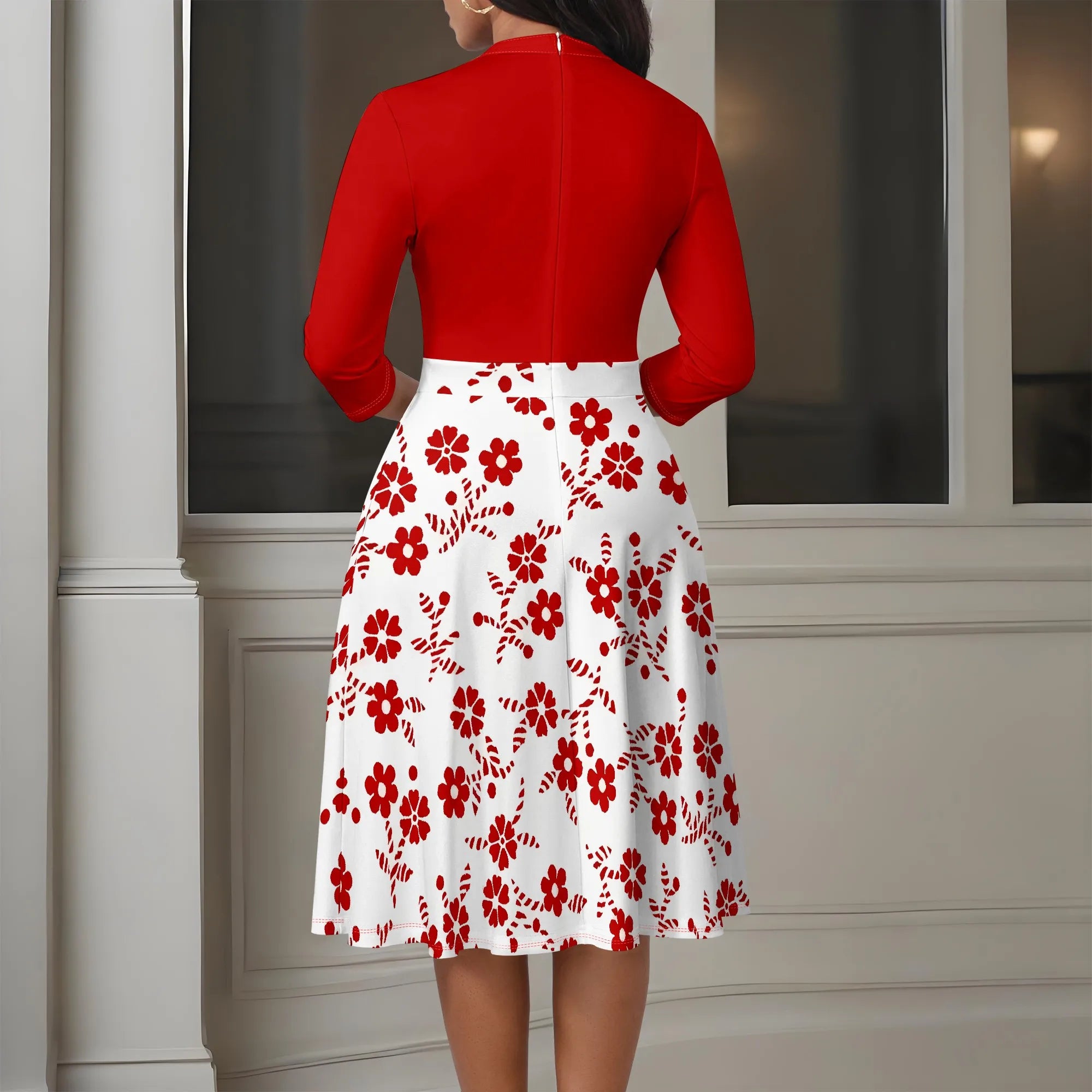 Women's Abstract Off Shoulder Maxi Dress 3/4 Sleeve Blue Gold Slit Party Evening