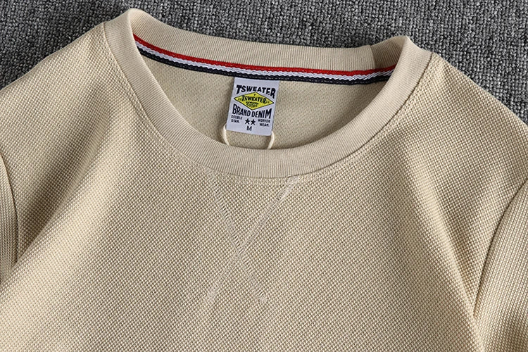 Zomer Nieuw Amerikaans Retro Waffle Microchapter T-shirt Herenmode Eenvoudig Gewassen Korte Mouw O-hals Casual Losse Jeugd Tops