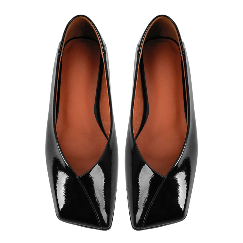 Women Square Toe Flats Metallic Leather Stylish Casual Shoes Silver Fashionable Loafer Flats