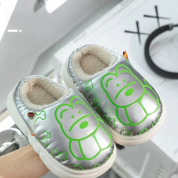 Kids' Slippers House Shoes Cartoon PU Leather Winter Shoes Warm Anti-Slip Soft Bottom Shoes For Girls Size 24-35