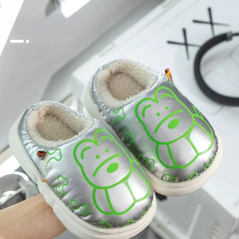 Kids' Slippers House Shoes Cartoon PU Leather Winter Shoes Warm Anti-Slip Soft Bottom Shoes For Girls Size 24-35