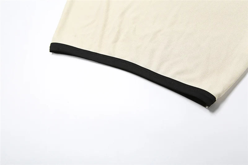 Geribbelde 2-delige set voor dames, polokraag, cardigan, crop tops + stretchrokken, bijpassende casual, eenvoudige, trendy, elegante outfits