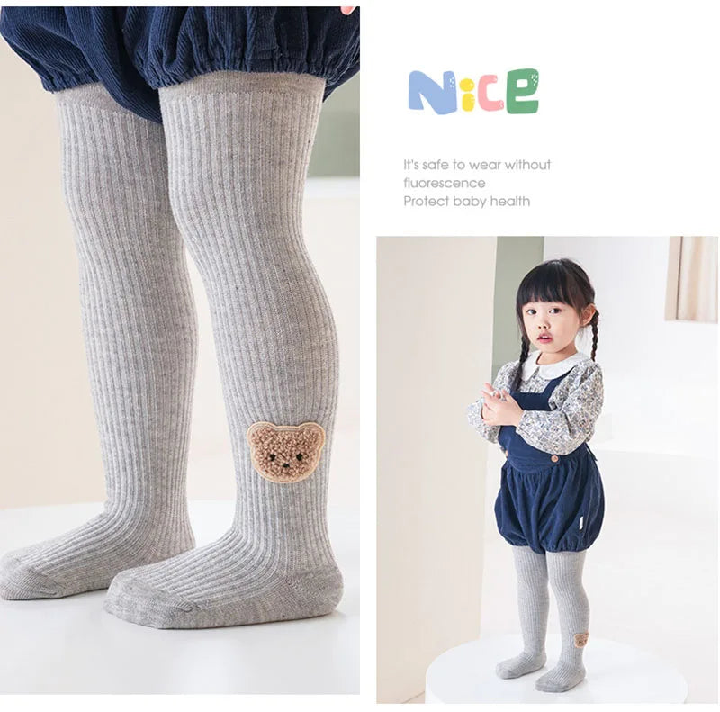 New Autumn Kids Pantyhose Children Cartoon Bear Leggings Girls Outwear Render Pants Girls