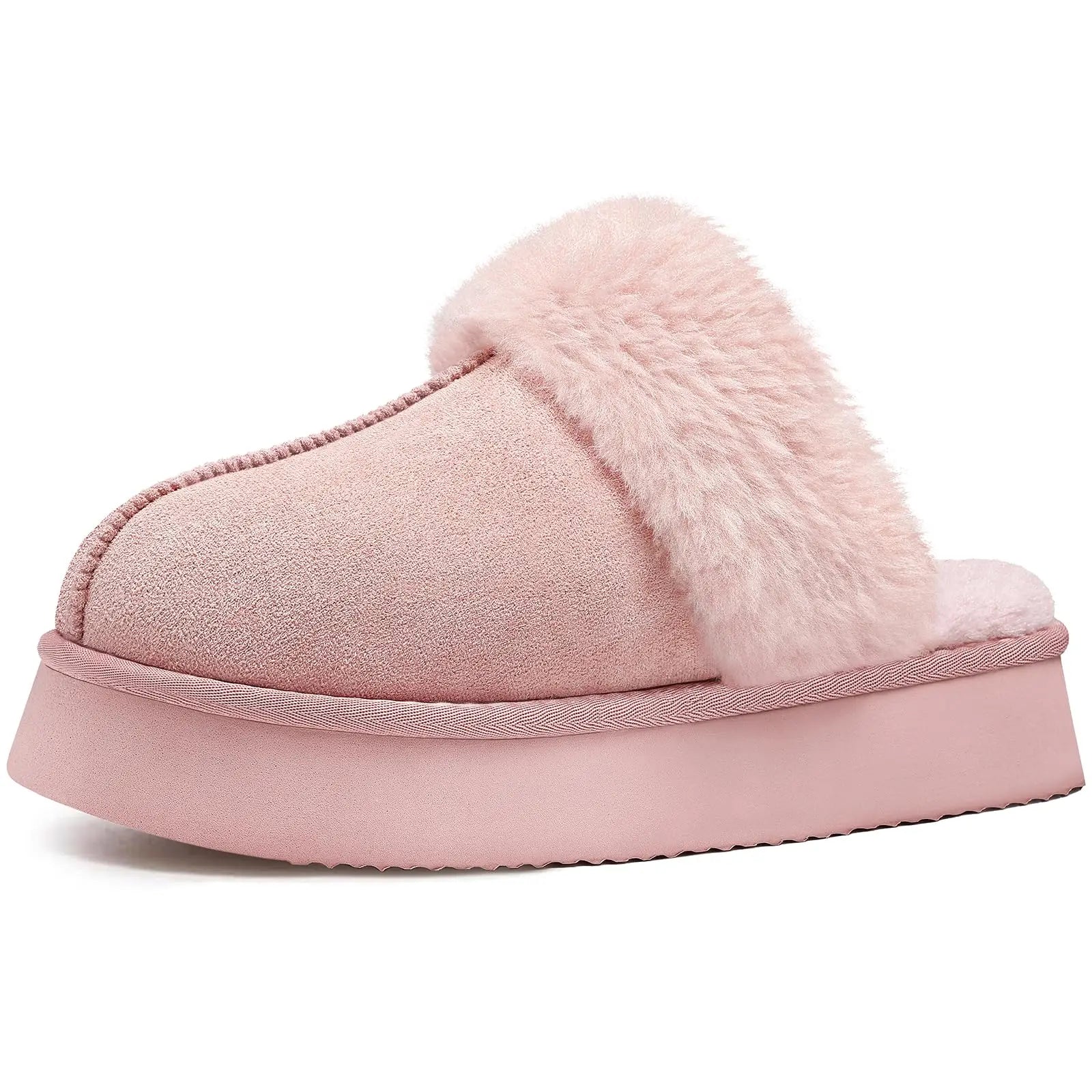 Women's Winter Warm Fuzzy Platform Shoes With Fluffy Memory Foam Suitable For Indoor Use Cosy Ladies' Fur Slides Plush Cotton Slippers