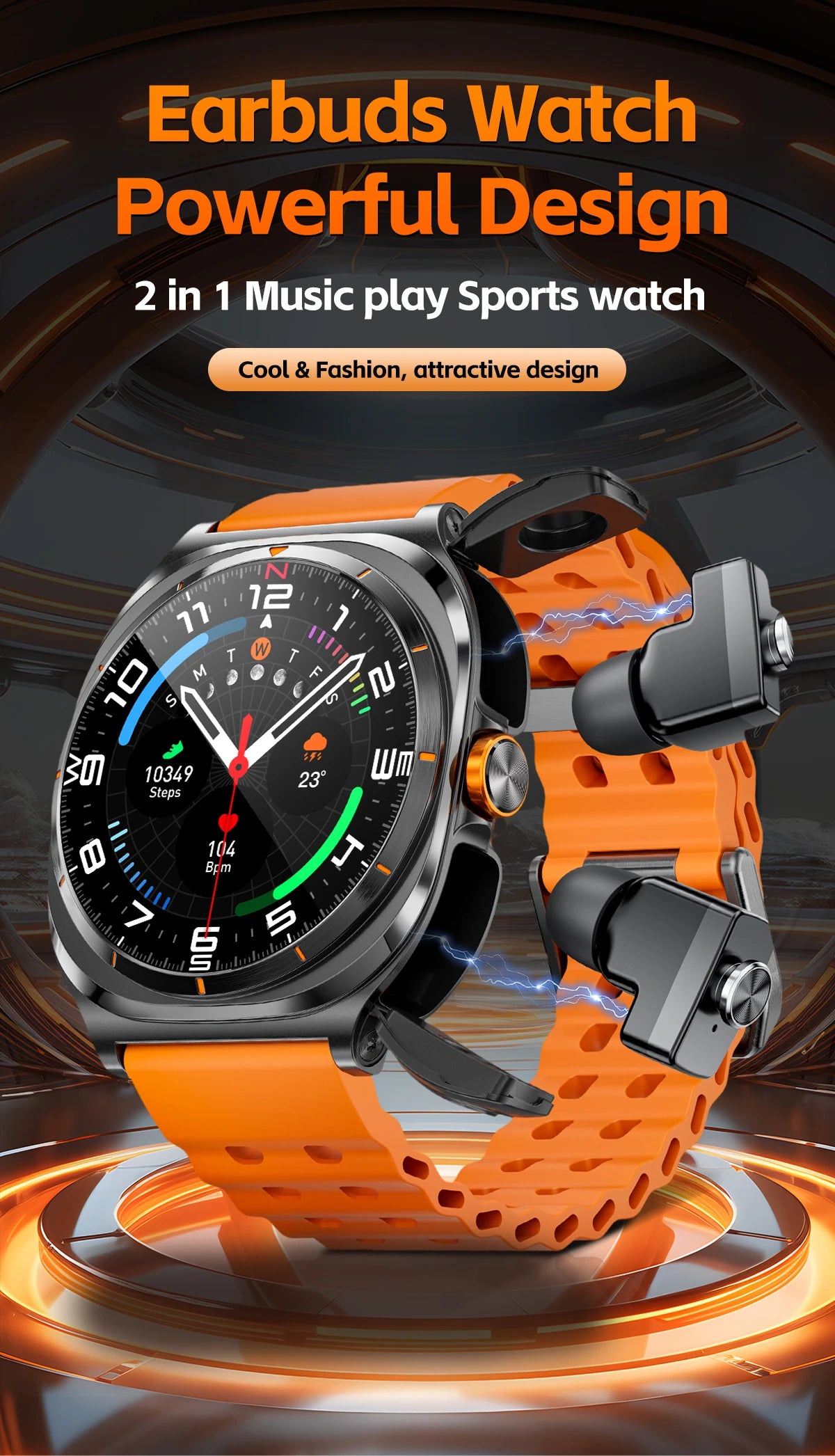 2025 Outdoor Sports Smart Watch AMOLED Screen Heart Rate Waterproof Call TWS Headset Smartwatch For Men - Compatible with HUAWEI & Samsung Galaxy IOS