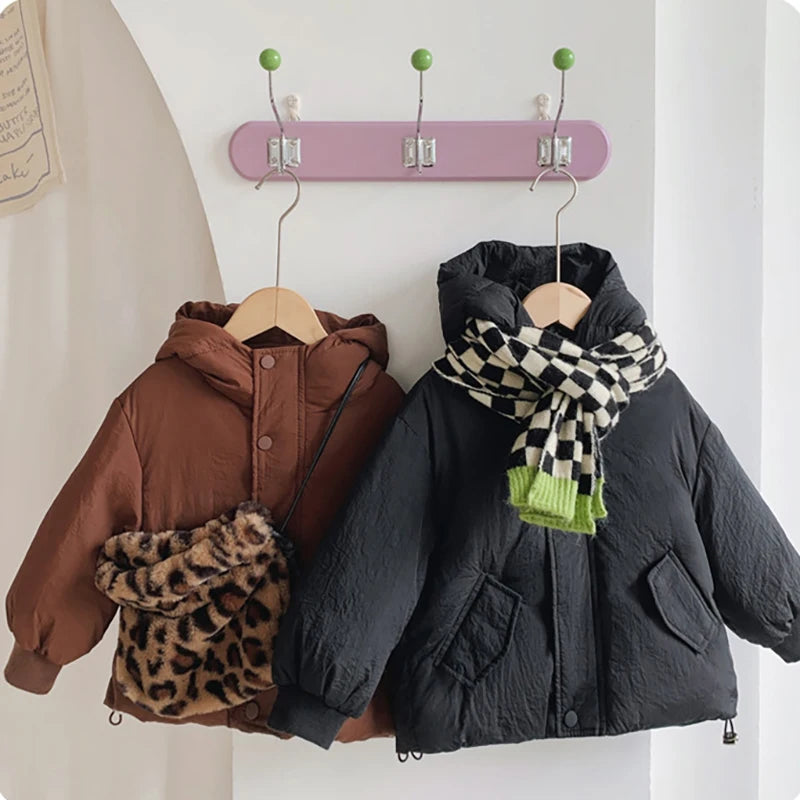 Children's Down Jacket Winter New Kid's Clothing Korean Version Boys Loose Solid Colour Thick Coat Girls Warm Outwear 2-7Y Unisex