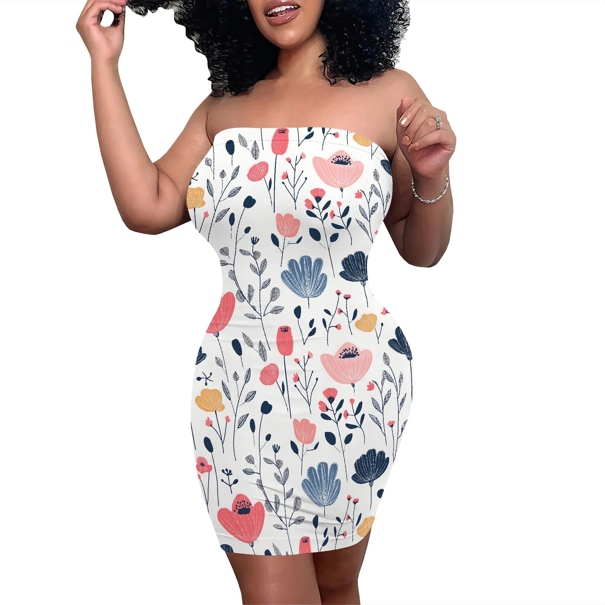 Women's Summer Casual Tube Top Sexy Strapless Bodycon Midi Drees Club Party Dresses