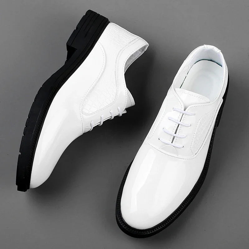 Fashion Mens Formal Dress Shoes Red White Male Business Office Men Oxfords Luxury Brand Wedding Shoes
