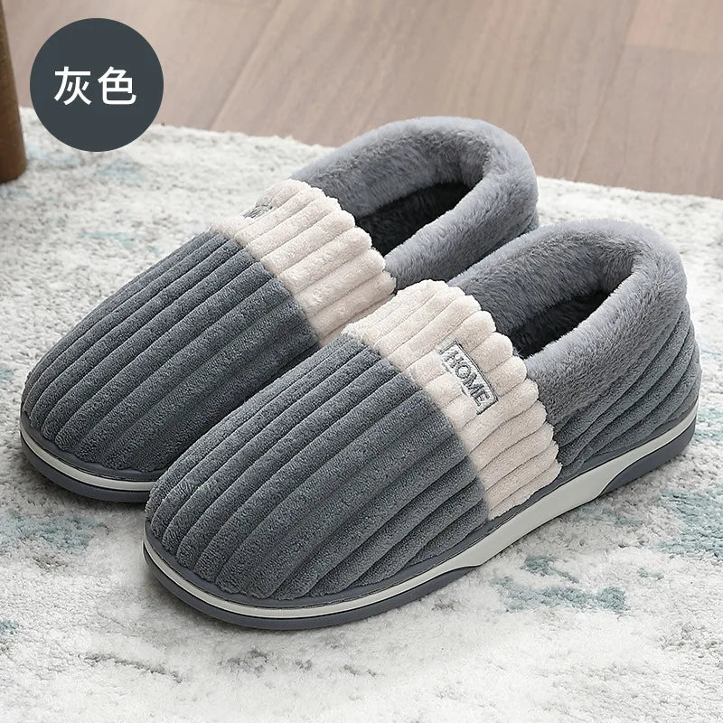 Men's Fur Fluffy Winter Warm Plush Slippers For Indoor and Outdoor Use Anti-Slip Cotton Fuzzy Shoes