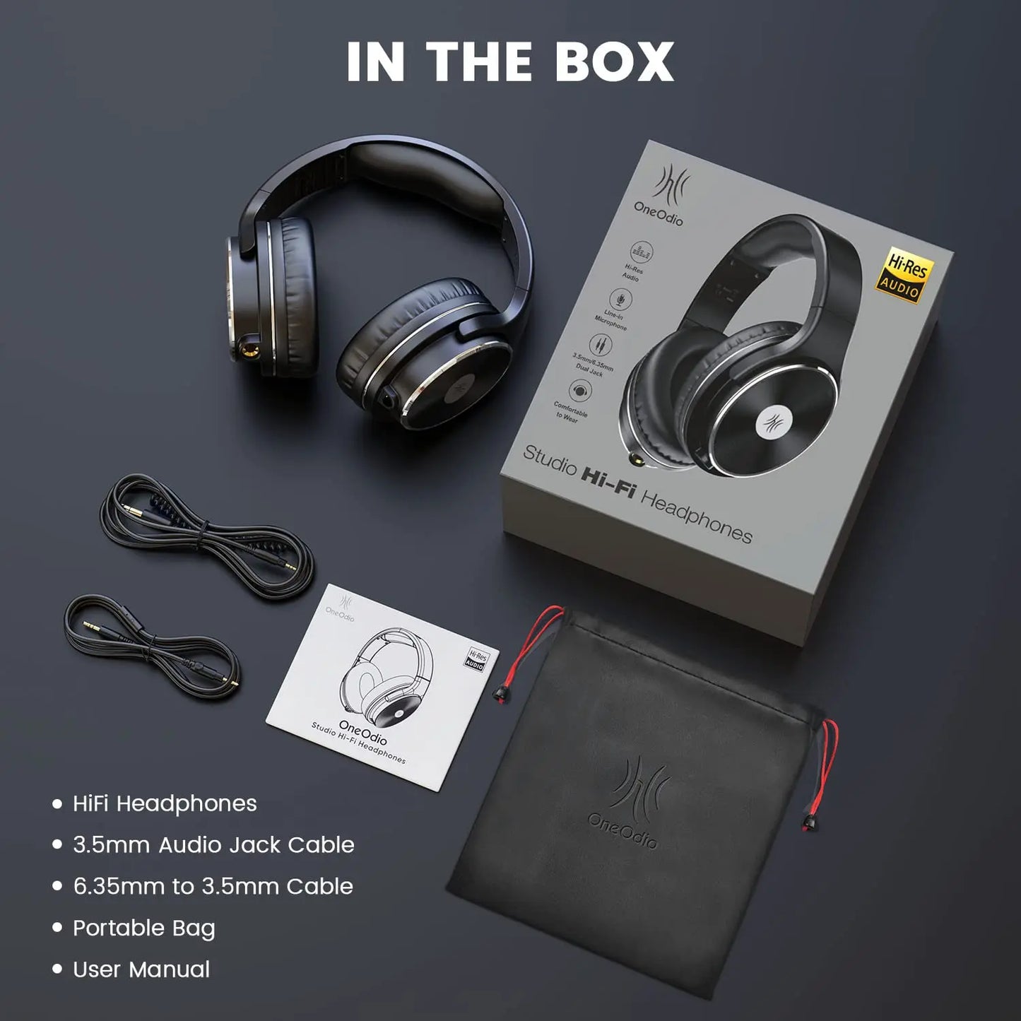 OneOdio Studio HIFI Closed Back Over Ear Wired Dual Jack Professional Studio Monitor Mixing Recording Headphones for Guitar PC