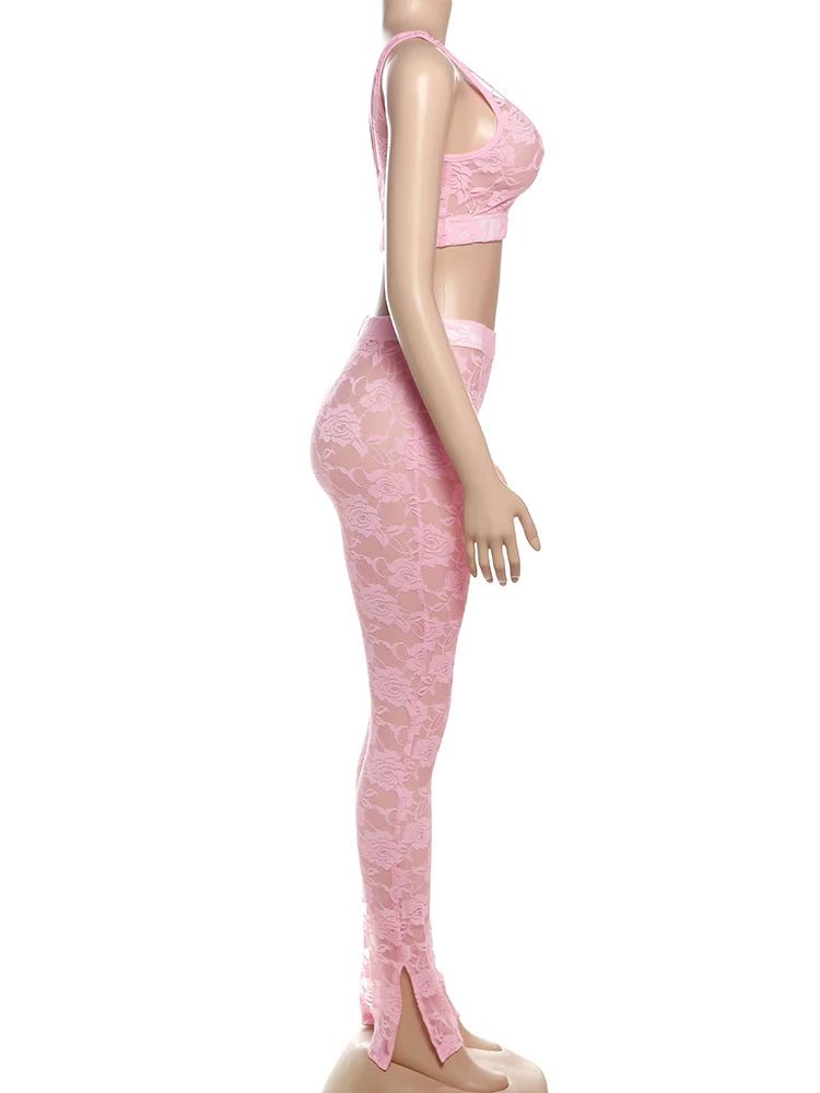 Jacquard Sexy 2 Piece Set Women Thin Summer Coquette Wide Belt Tank Tops + Leggings Stretch Activity Matching Clubwear