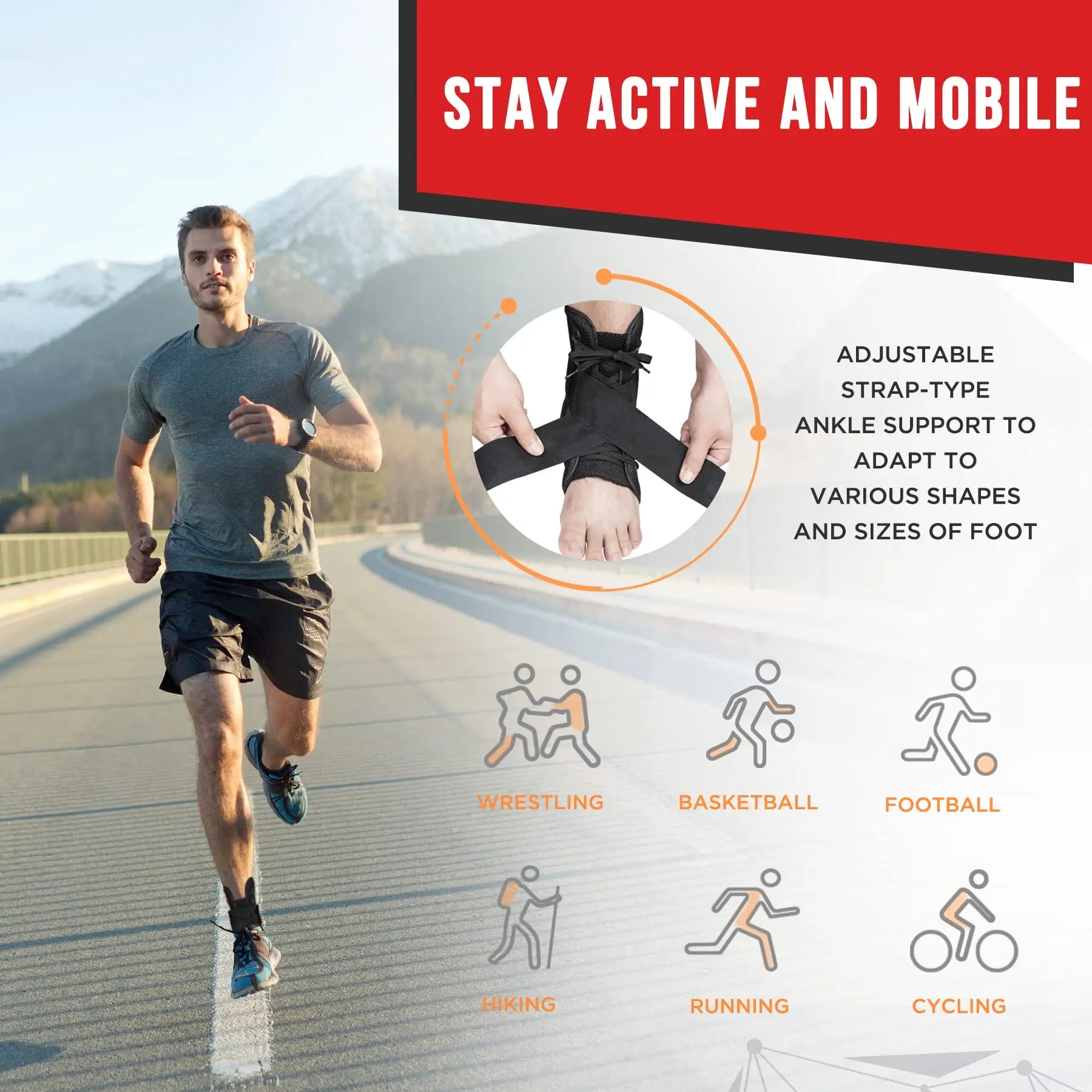 1PC Sports Ankle Brace And Support For Achilles Tendonitis, Joint Pain & Swelling - Heel Spur Ankle Stabilizer Brace & Tendon Protection