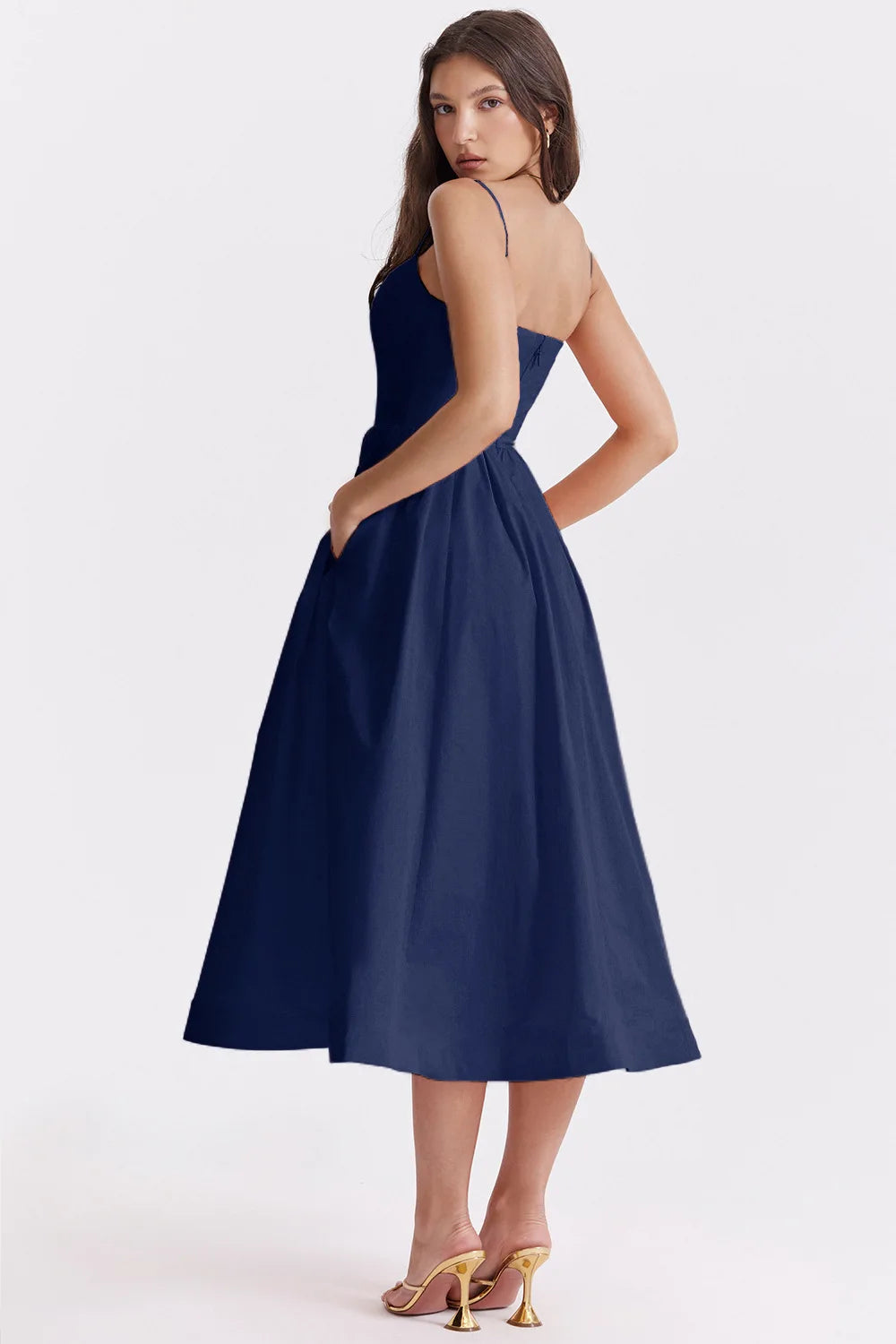 Chic Elegant Party Dresses for Women Solid Spaghetti Strap Sleeveless Long Dress Holiday Beach Sundress Robe Femme Été