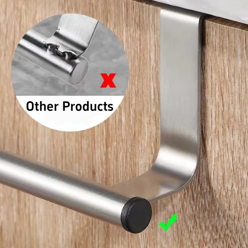 Stainless Steel Towel Rack Kitchen Cabinet Door Hanger Rag Holder Bathroom Bath Towel Storage Shelf Home Organizer