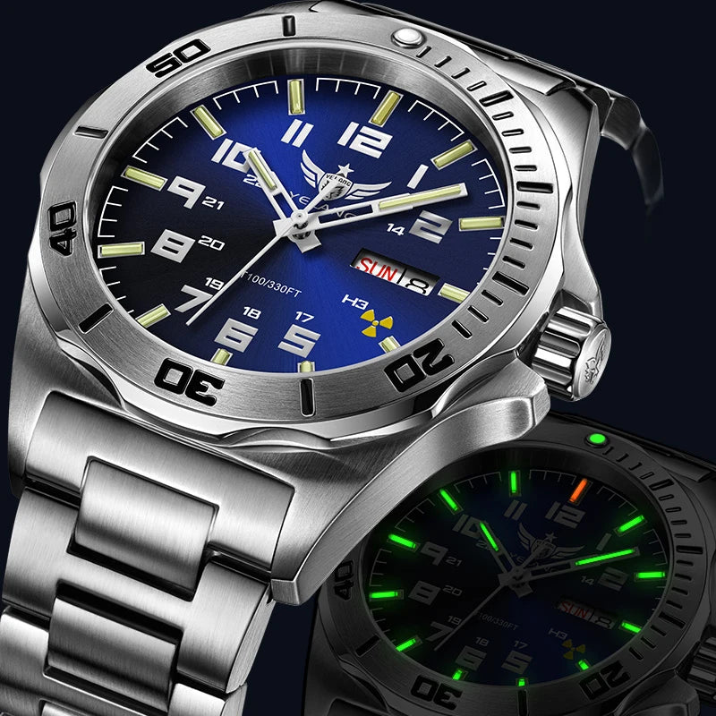 Yelang V1019 44MM Men's Mechanical Automatic Watch NH36 Movement 300M Waterproof Sapphire Lens 10BAR Deep Diving Stainless Steel Watch