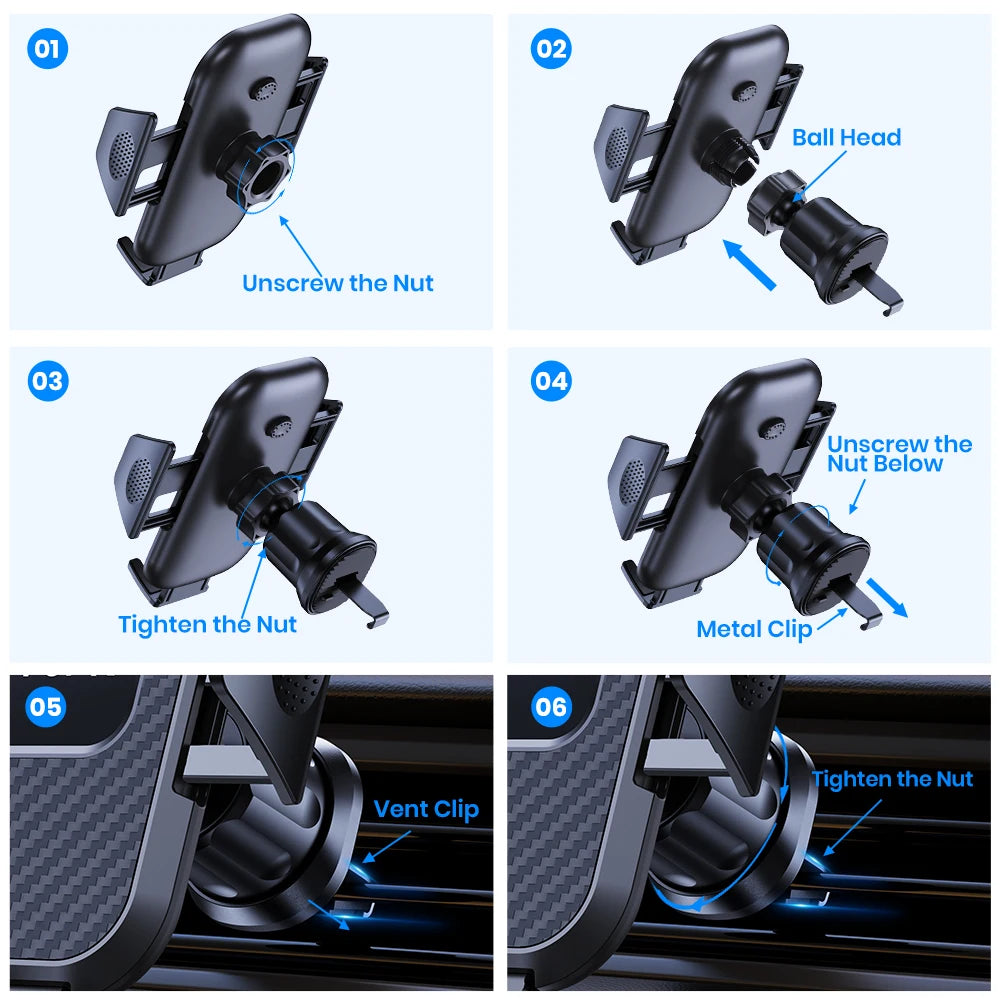 Car Phone Holder Mount,TOPK Upgrade Auto Locking Universal Phone Stand Holder with Hook Clip for Car Air Vent for iPhone Samsung