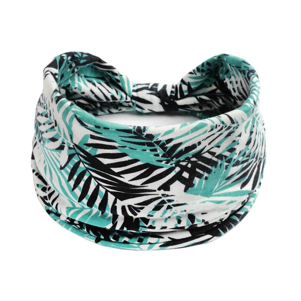 Bohol Headbands Women Wide Knotted Hairbands Elastic Turban Head Bands Non-Slip Floral Yoga Sports Sweatbands Workout Head Wraps