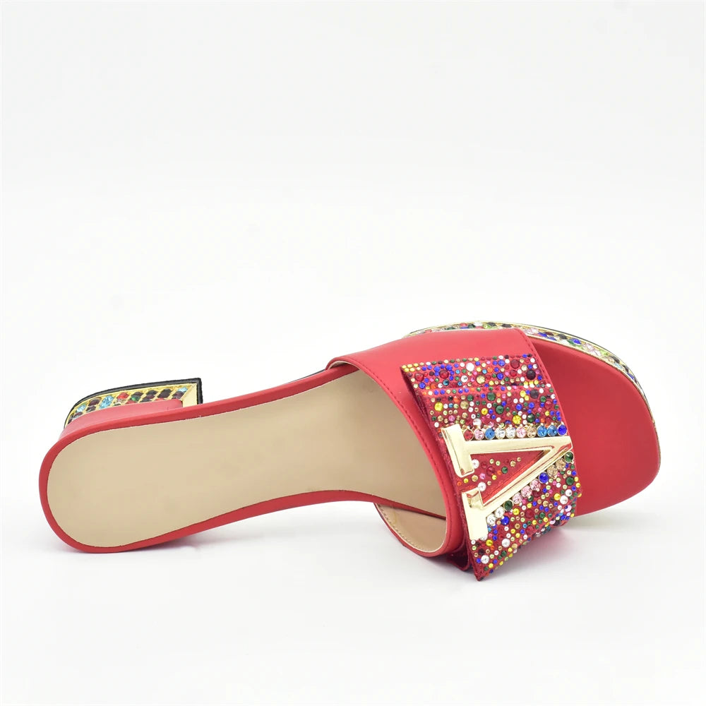 Fashion Ladies Shoe and Bag Set Latest Designers Nigeria Party Shoes and Bags for Women Full Rhinestone Wedding Shoes for Bride