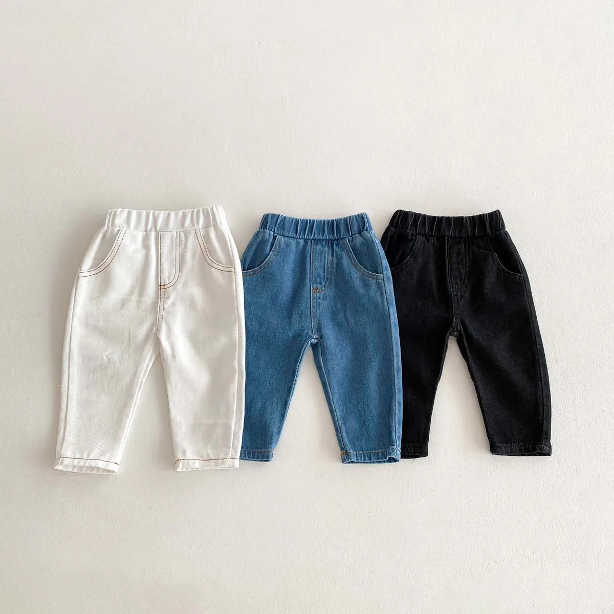 Kid's Trousers Base Colour Children Soft Denim Pants Boys Jeans Girls Solid Skinny Pants 1-6Y Unisex