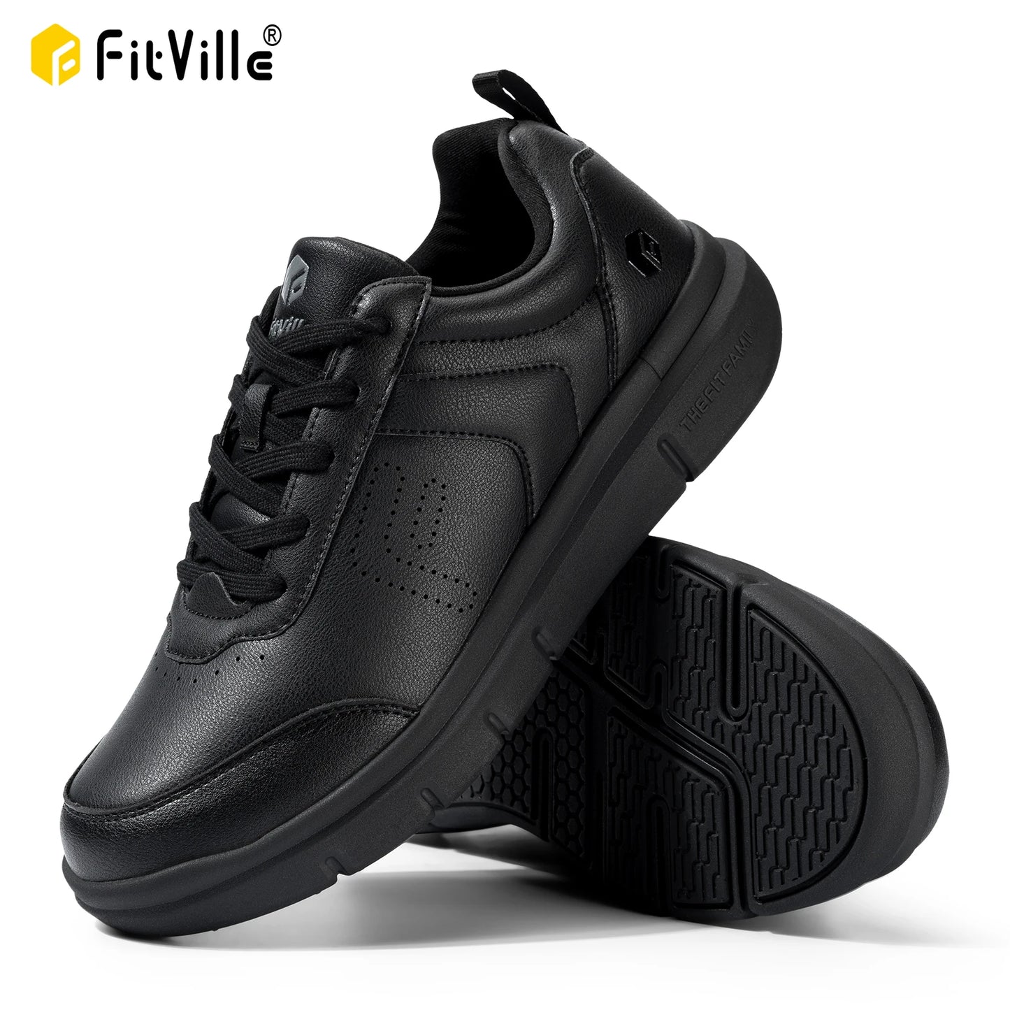 Men's Casual Leather Shoes Wide Width Walking Shoes Outdoor Lightweight for Swollen Feet Relieve Foot Pain