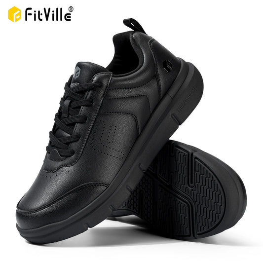 Men's Casual Leather Shoes Wide Width Walking Shoes Outdoor Lightweight for Swollen Feet Relieve Foot Pain