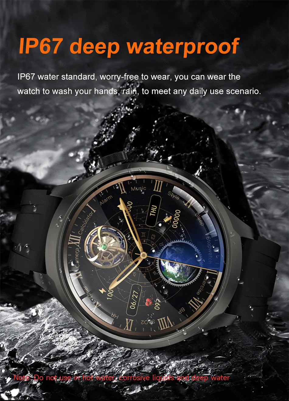 GPS Sports Smartwatch Men AMOLED Screen Compass Altimeter Heart rate BP NFC Bluetooth Call Smart Watch For Men - Compatible With HUAWEI IOS