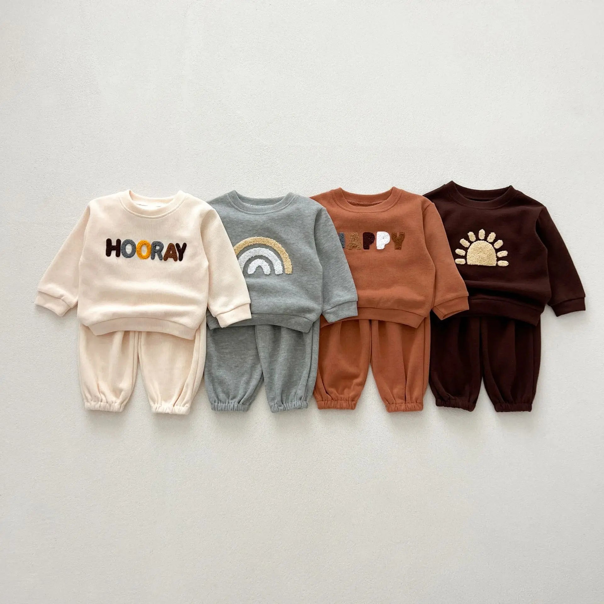 NEW Autumn Children's Clothing Pullover Set Boys Sweatshirt and Pants Girls Letter Hoodies Suit Kid's 2PCS Outfit 0-4Y Unisex