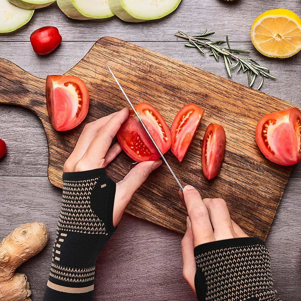 1 stuk kopervezel bracer pols elastische sportbandage polsband hand gym ondersteuning pols brace wrap tennis fitness powerlifting