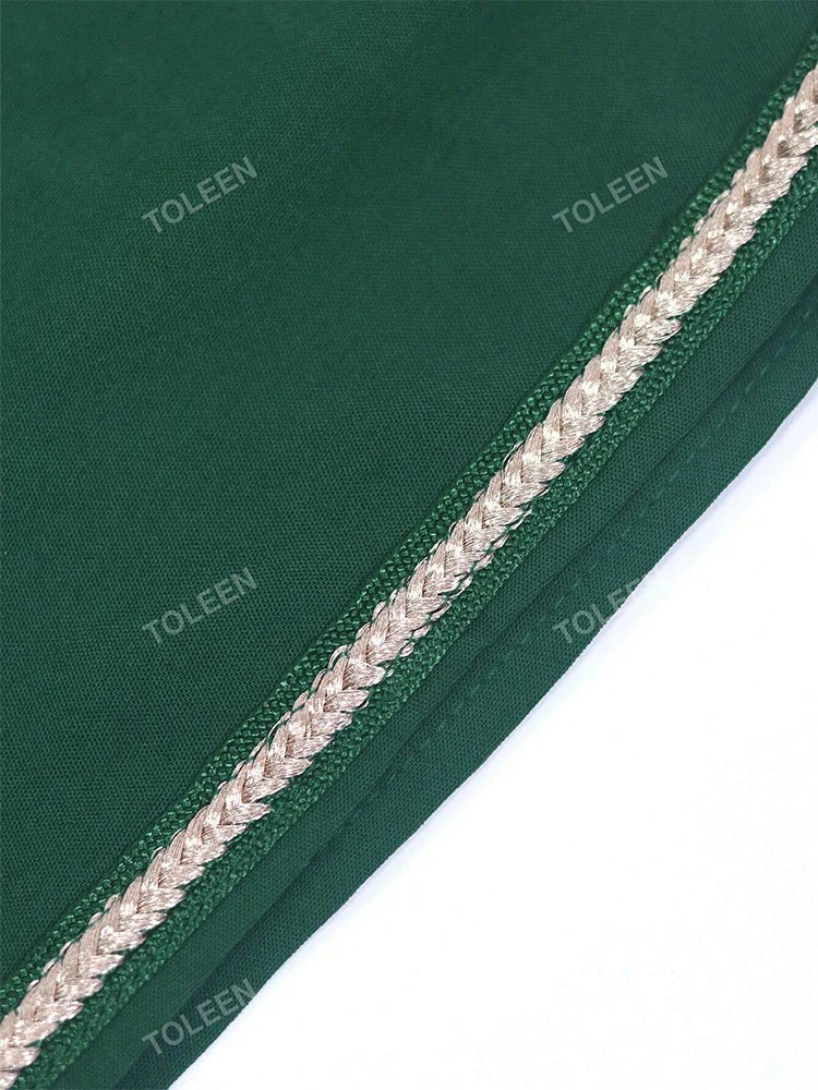 Women's Plus Size Sequin Embroidered Woven Belt Split Hem Dresses Luxury Elegant Arabian Formal Party Evening Dresses