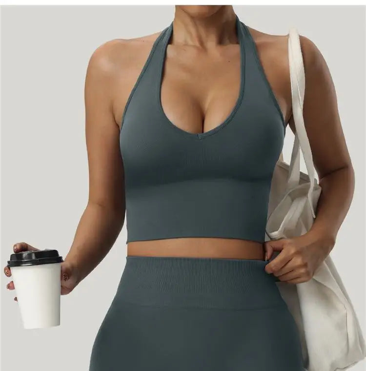 Seamless Sports Bra Women Impact Strappy Gym Top Yoga Activewear Woman Tank Tops Fitness Workout Clothing Gym Sportswear