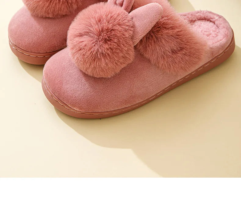 Women's Winter Warm House Fuzzy Slippers Couple Indoor Anti-Skid Plush Lined Bedroom Slides Fluffy Cotton Shoes For Ladies