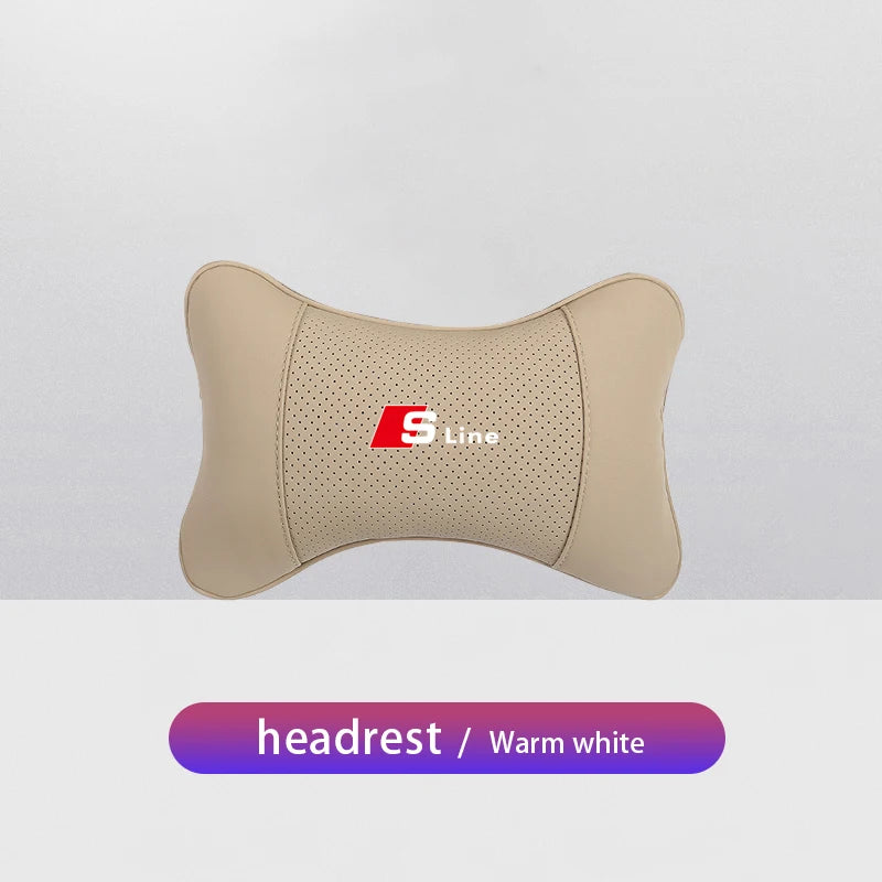 1Pcs Car Seat Headrest Auto Logo Neck Pillow For Audi Sline A1 A3 A4 A6 C7 A5 B8 B7 A7 A8 B9 B6 C6 Q2 Q3 Q5 Q7 Q8 TT S3 S4 S7 S8