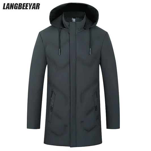 Men's Top Grade Designer Brand Parka Jacket, Thick Casual Fashion, Long Windbreaker Hooded Bubble Male Coats