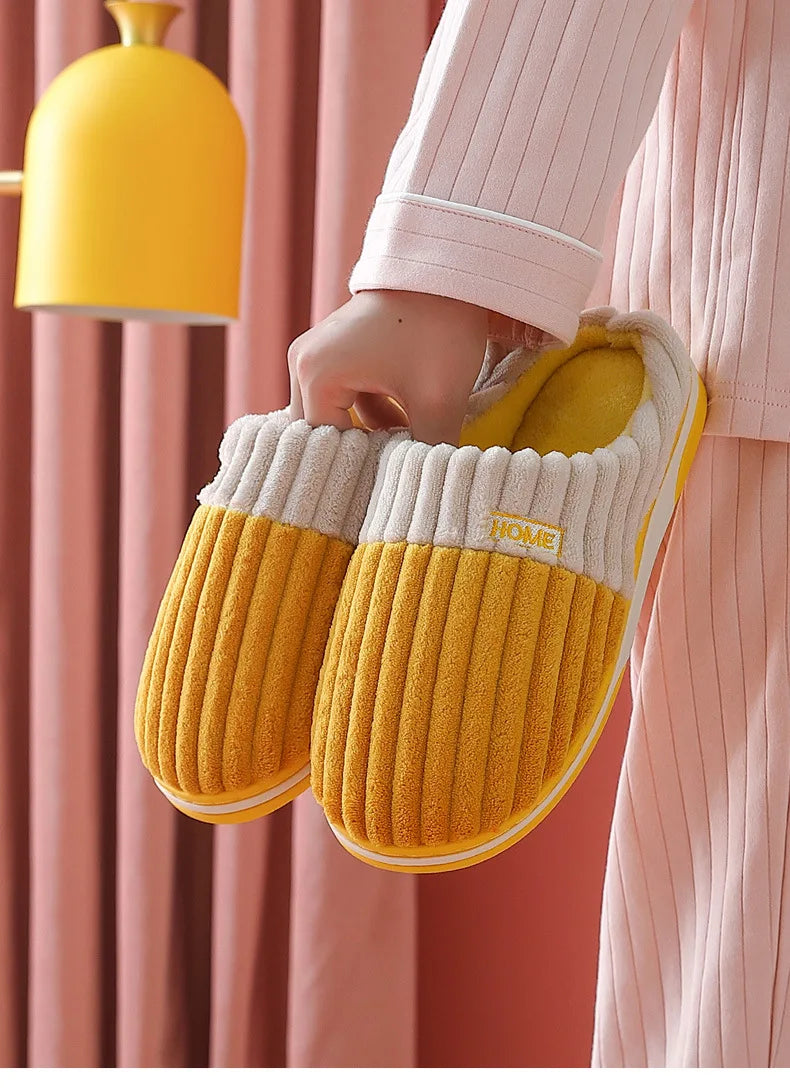 Unisex Fur Fluffy Indoor Slippers With Soft Comfy Furry Bedroom Slides and Non-Slip Plush Flat Cotton Shoes