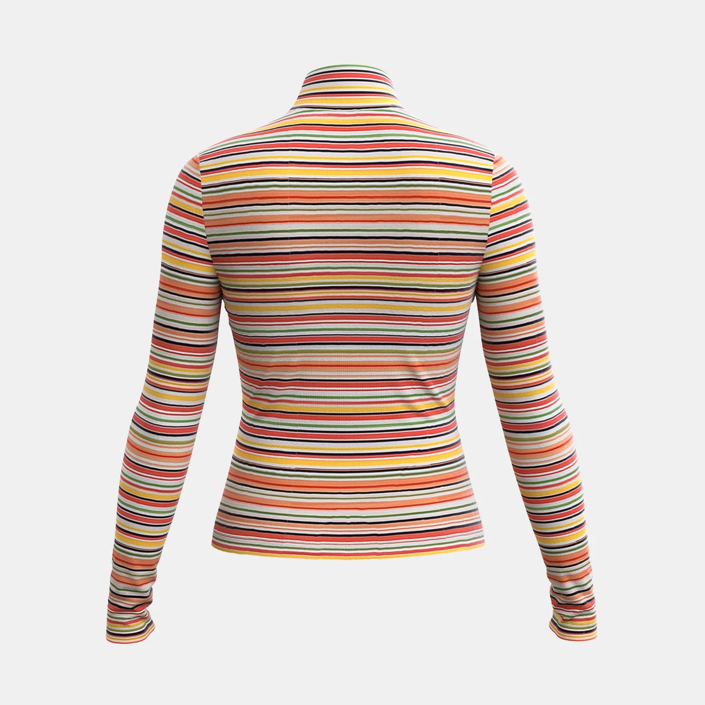 Women's T-Shirts Autumn Fitting Slim Stripe Long Sleeve High-Neck Regular Casual T-Shirts