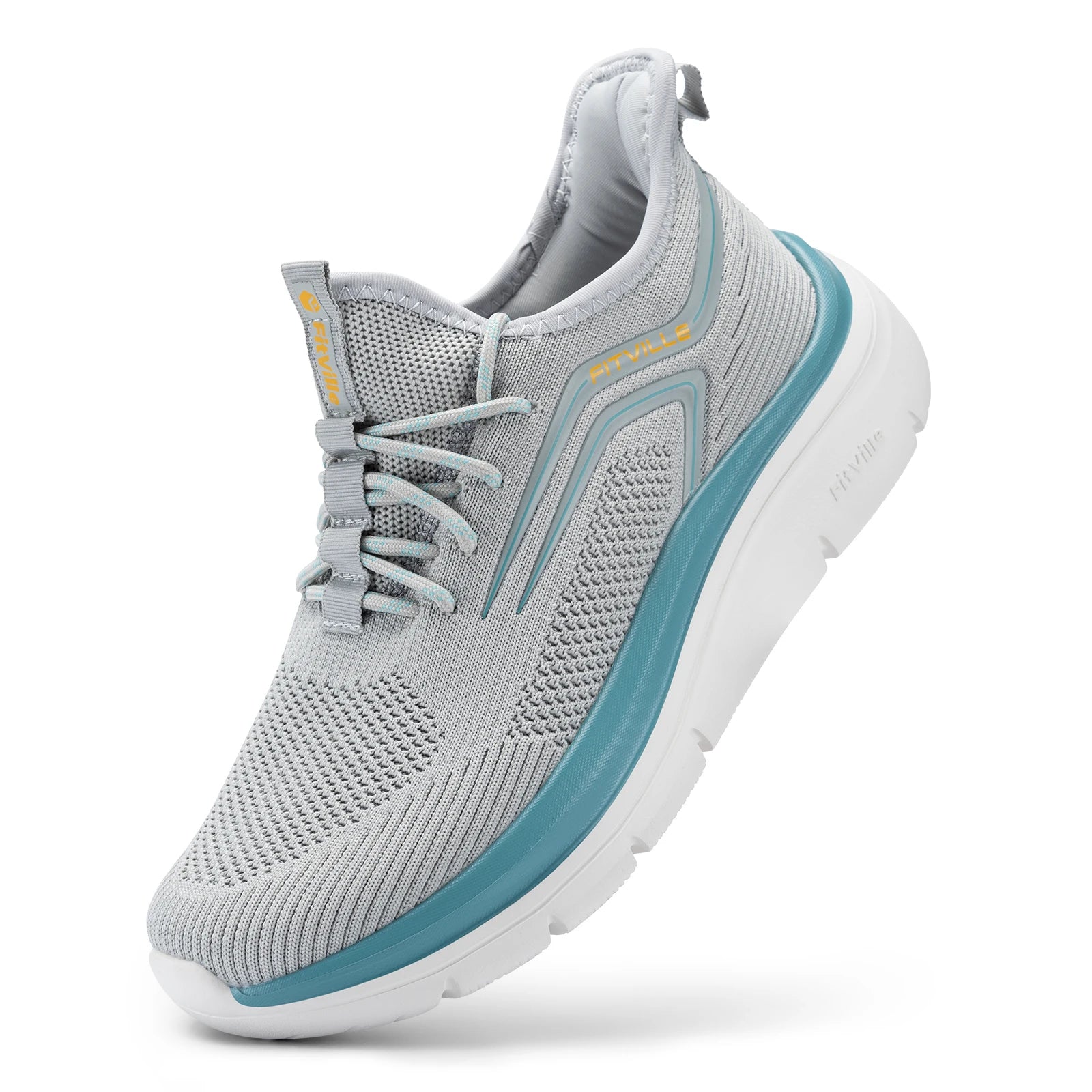 Hardloopschoenen met dikke zool voor heren, schokabsorberende rebound, lichtgewicht voor gezwollen voeten, brede schoenen met voetboogondersteuning